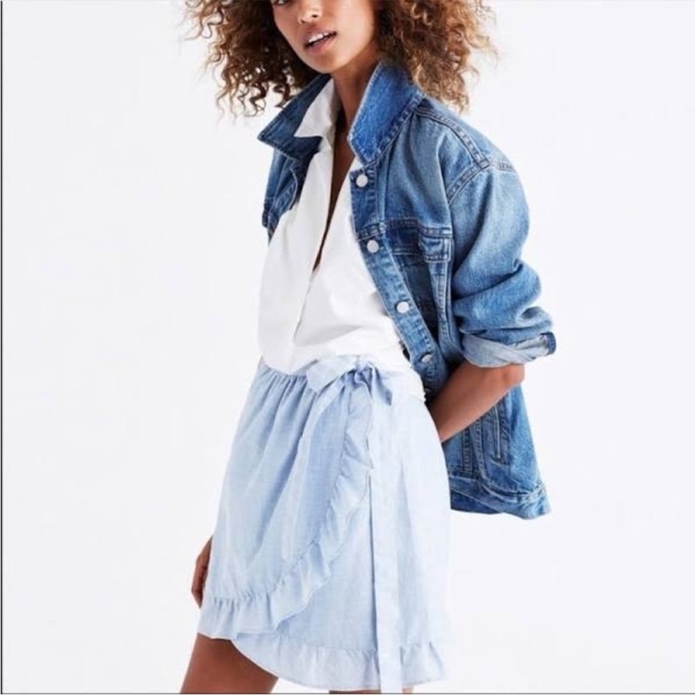 MADEWELL meadow light blue wrap ruffle skirt size 8 NWT 😍